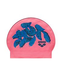Arena Bonnet de Bain Unisexe en Latex Doux imprimé pour Homme et Femme, Convient aux Cheveux Longs, réduit la traînée, 100% Latex, Feuilles Tropicales