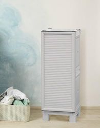 Dmora - Armoire d'extérieur Waremme, Mobilier d'extérieur, Armoire de Balcon Polyvalente, Armoire d'extérieur, 100% Made in Italy, Gris Clair, 35x39h92 cm