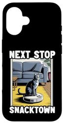 Next Stop Snacktown Cat Robot Vacuum Cleaner Cat Case for iPhone 16