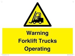 Warning Forklift Trucks Operating Sign - 400x300mm - A3L