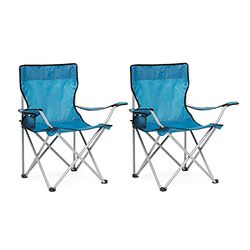 IntimaTe WM Heart Pieghevole Campeggio Sedia 2-Pezzo Set con Tazzaholder e Carrier Borsa, Blu