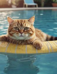 Cute Cat Chilling In the Swimming Pool Sketchbook