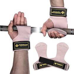MANUEKLEAR Gewichtheffen polsbanden met kussen polslus, lederen gewichtheffen polsbandjes voor deadlifts, powerlifting, zware shrug voor vrouwen