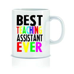 Cheeky Chops Novelty Gift Mug Birthday Gift for Him Her Mug Joke Humour - Teacher Mug Best Teaching Assistant Ever - KMUG12, White Mug Hand Printed