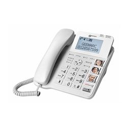 Geemarc CL595 - Téléphone Fixe pour Personnes Âgées avec Volume de Réception Amplifié, Sonnerie Puissante, Grosse Touches et Fonction Appel d’Urgence - Perte Auditive Moyenne ou Sévère - Version FR