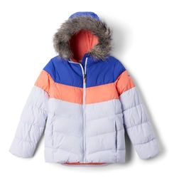 Columbia Arctic Blast 3 Jacket - Giacca da sci Ragazze, Snowdrift/Hot Coral/Clematis Blue, 2089741