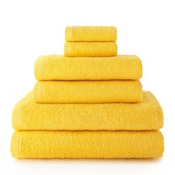 Set 6 Toallas piezas: 2 bidet + 2 manos + 2 baño color limón