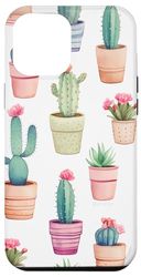 Custodia per iPhone 14 Pro Max Pianta di cactus succulenta modello estetico arte carino