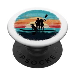 Paddle Bote Board SUP Coppia romantica e cane Standup Tramonto PopSockets PopGrip Intercambiabile