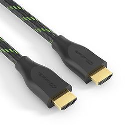 conecto, cable HDMI de alta velocidad certificado Premium, 4K Ultra HD, doble blindaje, trenzado de nailon, negro/verde, longitud: 0,50 m