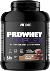 Weider ProWhey Complex (1,2kg) Goût Chocolat Fondant. Formule à base de Concentrés et Isolat de Protéine de Lactosérum + Caséinate, 3,4g BCAA/dose, Créatine, L-Glutamine, MCT, Vitamine B6, Bromélaïne