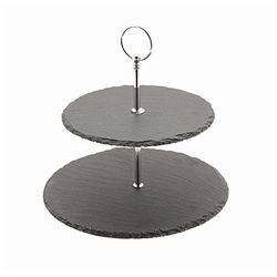 Genware NEV-SLT-2TCS Cake Stand with 2 Tier Slate, 20/25 cm