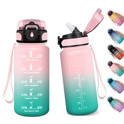 Botella Agua Deportiva 500ml, Botella Niño con Pajita, Botella Agua con Marca de Tiempo, Botella Reutilizable, Botella Agua Deporte, Botella Agua para Running, Gimnasio, Cámping, Gym, Sport, Yoga