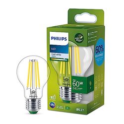 Philips LED Lampadina Goccia a Filamento Classe A, 60W, E27, Luce Bianca Fredda, Non Dimmerabile