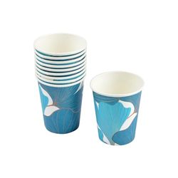 Homéa, Set De 10 Vasos De Cartón 23Cl Blue Ginkgo