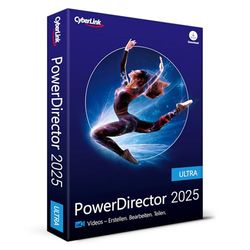 CyberLink PowerDirector 2025 Ultra användarvänligt videoredigeringsprogram för PC Greenscreen och tusentals effekter fotoshow hemmastudio skärminspelare Windows 10/11 [Box]