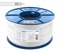 EDISION ICX-250 coaxkabel 250 m, antennekabel TV SAT intern PVC wit, staal koper CCS/AL, 17VATC, CPR Eca, klasse A, SAT-kabel, voor DVB-S2, DVB-T/T2, DVB-C, RADIO, kunststof spoel 250 m