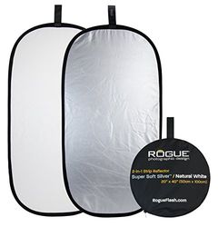 Rogue Reflector Plegable súper Suave 2 en 1 de 20 x 40 Pulgadas, Color Plata/Blanco Natural, ROGUE2040SW
