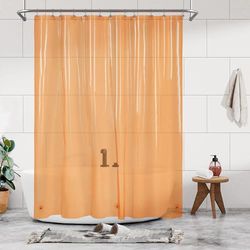 Barossa Design Transparant geel douchegordijn, premium PEVA doucheminer met 3 magneten en metalen doorvoertules, waterdicht, lichtgewicht, standaardmaat, voor badkamer, doorschijnend oranje