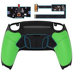 eXtremeRate Green Rubberized Grip Programable RISE4 Remap Kit for ps5 Controller BDM-010 BDM-020, Upgrade Board & Redesigned Back Shell & 4 Back Buttons - Without Controller