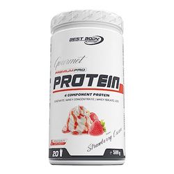 Best Body Nutrition Gourmet Premium Pro Protein, boîte de Crème de fraise, Shake protéiné à 4 composants: Caséinate, concentré de whey, isolat de whey, protéine d'œuf, boîte de 500 g