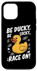 Coque pour iPhone 13 Pro Course de compétition familiale Rubber Duck Racing Team