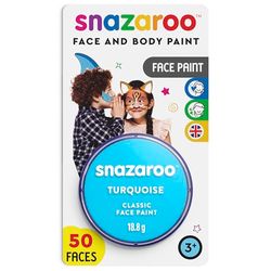 Snazaroo 1119488 Kinderschmink, huidvriendelijke hypoallergene gezichtsmake-up op waterbasis, vrij van parabenen - 18ml Blister, Turquoise