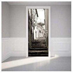 Ambiance J4-YSJL14-Little-Street-Lamp Wall Sticker Door, Black and White
