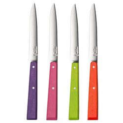 Opinel - Boîte de 4 Couteaux de Table N°125 Bon Appétit Pop - Lame Acier Inox - Manche Charme - Fabrication Française - Violet, Vert Pomme, Fuchsia, Mandarine