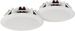 MONACOR SPE-264/WS Weatherproof ELA Ceiling Speaker Pair with 2-Way System and Dome Tweeter, Ceiling Recessed Speakers Temperature Resistant up to 100 Degrees Celsius, White