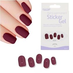 Glam'Up Paris - Sticker Gel Semi-Permanent - Vernis Gel Adhésif - Qualité Professionnelle - Longue Tenue jusqu’à 3 Semaines - Application Simple et Rapide - 16 pièces - N°SP214 - Rouge Foncé
