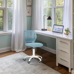 FurnitureR Teenage Office Chair, Height Adjustable Armless Task Chair, Colourful Study Chair for Home and Office, Computer Chair, Ergonomic & Swivel Office Chair, 40.5 x 44 x 87cm, Curio Blue