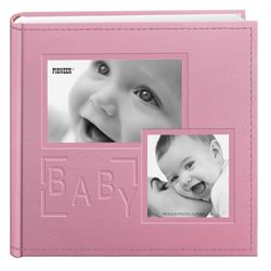 Pioneer fotoalbums 200-pocket met reliëf "babykader cover album voor 4 van 6 printen, roze