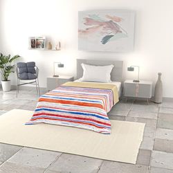 Italian Bed Linen BASIC Printed Summer Quilt, Microfibre, Stripes, Queen Size 200 x 240 cm