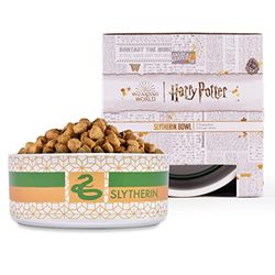 Harry Potter Slytherin - Cuenco para Mascotas, Cuenco de alimentación para Perros o Gatos, Capacidad de 3.5 Tazas o 28 onzas, Apto para lavavajillas, Plato para Mascotas, Plato de Serpiente Slytherin