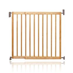 Munchkin Lindam Cerca de segurança infantil, barreira de escada para bebés e crianças pequenas, cerca de montagem fixa extensível, porta de segurança para bebé, cerca de madeira, 63,5-106 cm, madeira