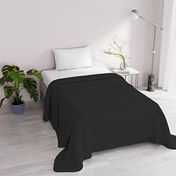 Italian Bed Linen Stripes Satin lìneas Eldrojoòn de Verano Black, sìngolo, Satén de poliéster, Negro, Sencillo, 170x250cm