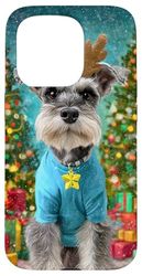 Miniature Schnauzer Dog Christmas Holiday Reindeer Case for iPhone 15 Pro