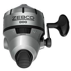 Zebco Mulinello da pesca Spincast 888, misura 80, recuperabile a destra o sinistra, avviso di abboccata integrato, rapporto di trasmissione 2,6:1, pre-bobina con linea Zebco da 11,3 kg, argento