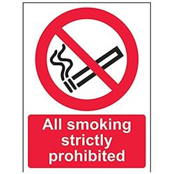 vsafety 57025 an-s cartello divieto "" Tutte rigorosamente vietato fumare, Autoadesivo, verticale, 150 mm x 200 mm, colore: nero/rosso