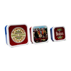 Half Moon Bay Snack Box Set of 3 | The Beatles Themed Plastic Food Containers With Lids | Lunchbox Adult & Kids Bento Lunch Box | Food Storage Containers | Kids Snack Boxes & Sandwich Box | Sgt Pepper