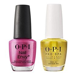 OPI Nail Polish Nail Treatment Manicure Set I Nail Repair and Nail Strength for Damaged Nails I Nail Envy Nail Strengthener Treatment Pink Nail Polish & Nail and Cuticle Oil Nail Polish Set