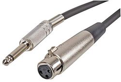 Pro Signal PSG01216 3 Pin XLR Socket naar 6.35mm (1/4") Mono Jack Plug Lead, 5m, Zwart