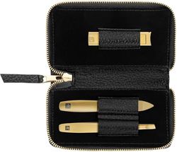 ZWILLING Manucure kit (3 pièces, étui en cuir véritable noir, soin pour les mains et les pieds, set de voyage, avec coupe-ongles), Premium, Gold Edition