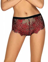 Obsessive Sexy Ladies Shorts Floral Lace Redessia Shorties, Maroon,S-M
