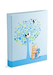 Mareli Album photo naissance enfant 20 x 25 cm, arbre de vie, bleu clair, avec argent
