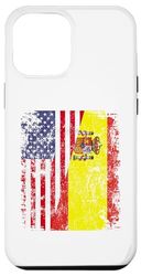 Carcasa para iPhone 14 Plus Medio banderas españolas americanas | España USA envejecido vintage