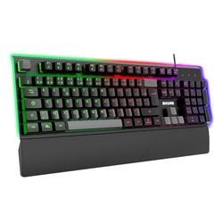 AKUMA Shonen K02 - Tastiera Gamer AZERTY francese 105 tasti cablati USB, retroilluminazione LED RGB - PROGRAMMABLE-Poggiatesta da polso MAGNETICO 26 tasti anti-ghosting - Tastiera da gioco per