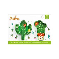 DECORA COD. 0255072 KIT 2 EMPORTE-PIÈCES EN PLASTIQUE CACTUS 9 X H 2,2 CM, Vert