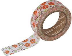Masking Tape Washi Tape Oranje Bloemen 15 mm x 10 m Serie Floral